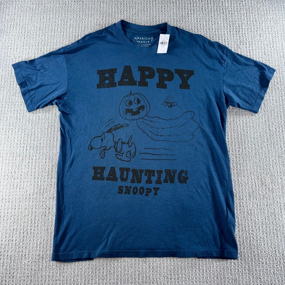 American Eagle Snoopy Peanuts Halloween T-Shirt Blue XS